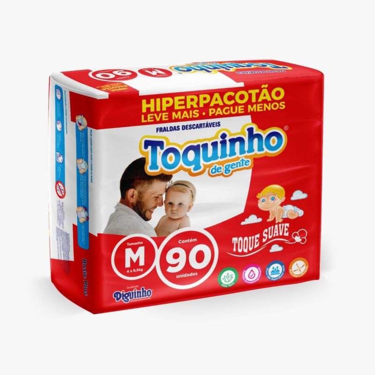 TOQUINHO FRALDA HIPERPACOTAO TAMANHO M COM 90 UNIDADES