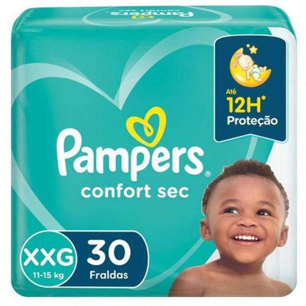 PAMPERS FRALDA CONFORT SEC MEGA TAMANHO XXG COM 30 UNIDADES