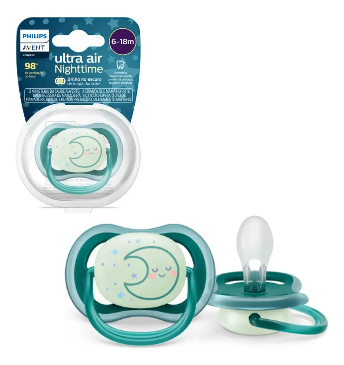 AVENT SCF377/02 CHUPETA ULTRA AIR NOTURNO INDIV DECO 6-18M LUA